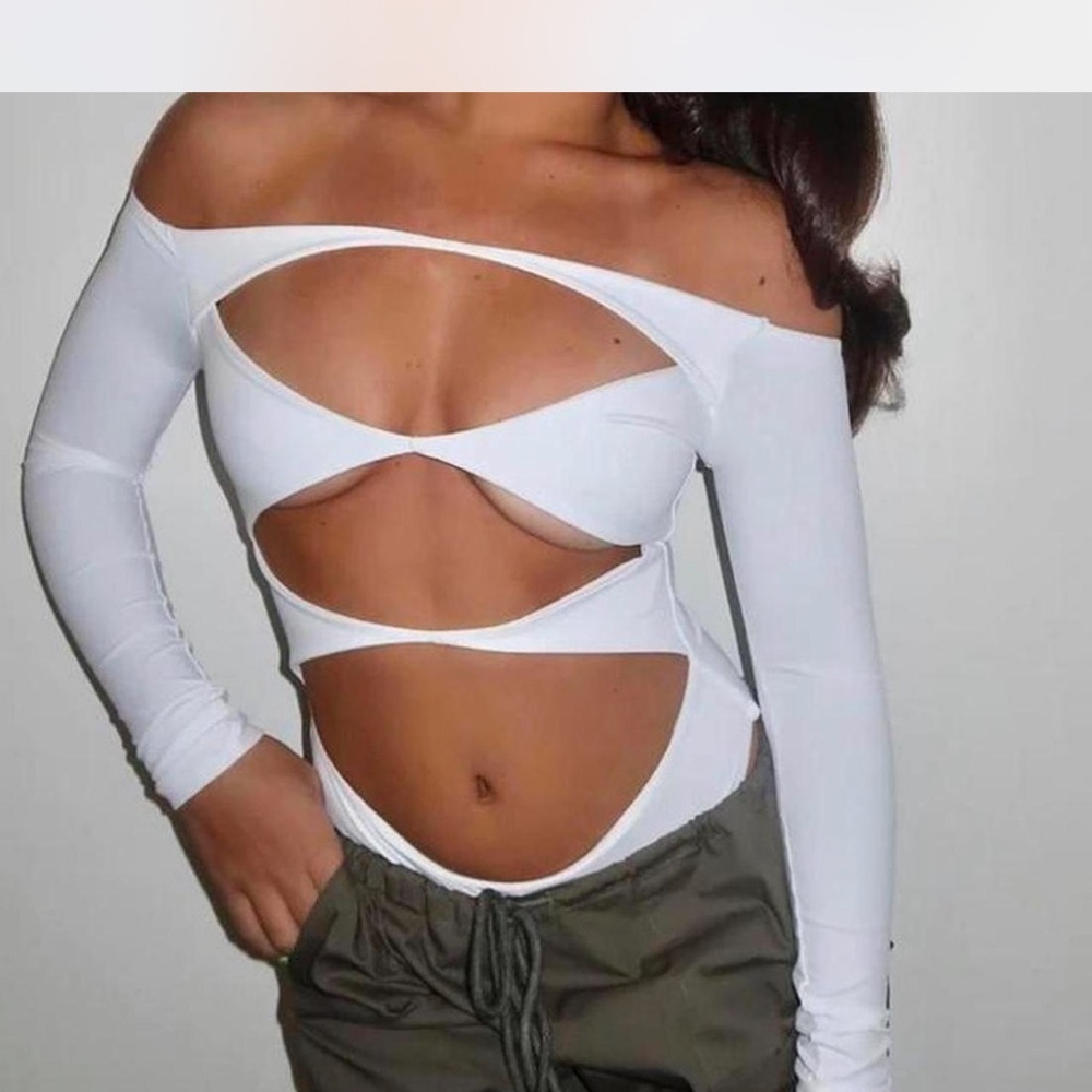 White Fox Boutique White Cutout Crop Top